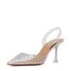 Bling strass Transparent PVC femmes pompes mode été Slingbacks cristal clair talons hauts femme mariage chaussures de bal 240125