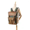 Backpack Vintage Canvas Waxed Leather W/Laptop Storage Travel Bag | And Cotton All-Purpose Rucksack For Men Women