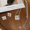 Chains 925 Sterling Silver Love Heart Necklace For Women Girl Simple Romantic Geometric Square Jewelry Party Gift Drop