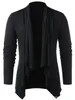 Medeltida män Asymmetriska överlappningar Cardigan Casual Sticked Long Sleeve Sweater Shawl Collar Open Front Tops Men Vintage Sweaters 240122