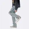 Lös denim Men's Trendy American High Street Vibe Summer Oversize Micro Fleared Wide Right Ben Pants for Men