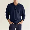 Polos pour hommes Couleur Unie À Manches Longues Polo T-shirts Hommes Respirant T-shirts De Sport Décontracté Chemises de Golf T-shirt de Travail Hauts Pullover Homme