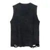 Men's Tank Tops Summer Vintage Vest Cotton Washed With Chain Streetwear Solid Color Sleeveless T Shirts Male Casual