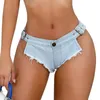 Women's Shorts 2024 Sexy Low Rise Stretch Mini Denim With Belt Beach Party Clubwear