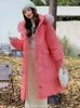 Trenchs de femmes TXII Plus Fat Extra Large Taille Femmes Slim Long Rembourré Col De Fourrure Rose Down Jacket Manteau XL-5XL