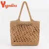 Shoulder Bags Yogodlns New Crocet Beac andbag for Girls Summer Straw Rope ollow Out and Woven Totes Bag Women KniingH24217