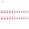 False Nails 24pcs French Style Transparent Red Edge Cool Design Press On Full Cover For Women Manicure DIY Use