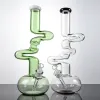 IN MAGAZZINO Unico Beaker Bong Ziggy Dab Rigs Grandi Bong Narghilè alti da 16 pollici Tubi d'acqua in vetro spesso e inebriante Colorato Verde Trasparente Fumatori ZZ