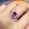 Cluster Rings Fashion Amethyst Ring For Party 7mm 9mm 2ct VVS Grade Natural Silver Solid 925 Woman Jewelry