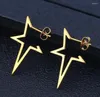 Stud Earrings Fashion Stainless Steel Free Five-pointed Star Simple And Exaggerated Ear Jewelry Female