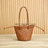 Shoulder Bags Top layer cowhide leather woven shoulder bag vintage genuine handmade vegetable basket travel beach toteH24217