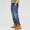 Winter and Autumn Mens Casual Cotton Long Pants Fashion Windproof Jeans 240130
