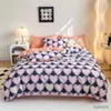 مجموعات الفراش Kuup Cartoon Print Home Bedding Set Simple Fresh Cover Cover Cover With With Sheet Comforter Comples Cance Bed Bed Linen