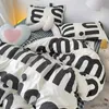 Bedding sets Korean Style Black Letter Bedding Set Bed Flat Sheet case Fashion Duvet Cover Set Kid Adult Queen Full Twin Size Bed Cover