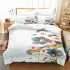 Ensembles de literie Ensemble de Housse de Couette Floral Lotus King/Queen SizeWhite Ensemble de literie à Belles Fleurs pour Adolescents Adultes Feuilles Vertes Housse de Couette Douce