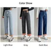 Frauen Jeans Winter Warme Wolle Breite Bein Jeans Frauen Vintage Tasche Hohe Taille Denim Hosen 2021 Lose Gerade Mom Jeans Pantalones De Mujer J240217