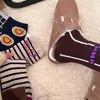 Frauen Socken Koreanische Casual Farbe Weibliche Herbst Und Winter Ins Nische Gestreiften Mid-rohr Täglichen Tragen Baumwolle