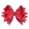 Hårtillbehör 8Inch Jumbo -paljett Grosgrain Ribbon Bows Clips For Girls Bowknot Hairpins Headwear Children Drop Delivery Baby Kids M OT1U6