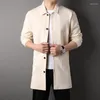 Maglioni da uomo Cardigan lavorato a maglia tinta unita di alta qualità Giacca a vento Business Fashion Classico coreano 2024 Cappotto lungo casual