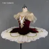 Tutù di balletto professionale con corpetto in velluto bordeaux da palcoscenico con gonna pancake in tulle rigido avorio e bianco per ragazze donne BLL437