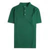 Polos pour hommes Vert Mandarin Complet Homme élégant Slim Fit Vintage Style britannique Gentleman Chemises Été Élégant Hommes Vêtements Social Pull