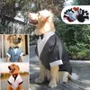 犬のアパレルタキシードコスチュームフォーマルシャツウェディングブラックジャケットスーツペット子犬式蝶ネクタイスモールドッグ猫服