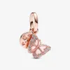 925 prata esterlina rosa borboleta balançar charme caber encantos europeus originais pulseira moda acessórios de jóias de casamento
