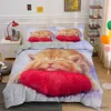 Bedding sets Lovely Baby Cat Bedding Set 3D Kitten Flower Bed Linen Single Double Queen Twin Full Size Duvet Cover Set Kids Girls Room Decor