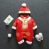 Ubranie etniczne Zimowy prezent urodzinowy dla chłopców Tang Tang Suit Chińczyk tradycyjny rok zagęszczenie romper niemowlęta czerwone hafty haftowe kostiumy