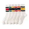 Chaussettes homme rayé Style japonais ample lycéens Harajuku chaussette couleurs unies aiguilles tricot coton