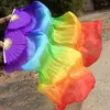 Stage Wear Real Silk Fan Veils For Belly Dance Bamboo-Ribs Folding Long 1.8m/2.1m Chinese Hand Made Dyed Gradient Color