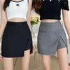 Spódnice Summer Mini Women Office dama All-Match Temperament solidny elegancki elegancki minimalistyczny korean w stylu faldas