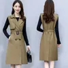 Damenwesten Frauen ärmellose Jacke Mantel lange Weste Graben formale Arbeit Damen Büro Vintage schlanke Windjacke Weste weiblich Übergröße