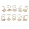 10pcs 1101120 Wooden Table Numbers Set with Base Birthday Wedding Party Decor Gifts 240127