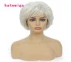 Short Blond Ombre White Color With Bang Curly Wig For Women Synthetic Natural Hair Beauty35437232798764