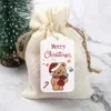 Etiketter Taggar 50st Mixed Christmas Gift Tags Papperskort Santa Claus Snowman Print Package Hang Tag Xmas Nyårspartiförsörjning Dekoration Q240217