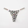 Women's Panties TECHOME Diamond G-string European And American Women Satin Thongs T Pants Sexy Printed Briefs Seamless Bikini