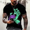 T-shirt à manches courtes et col rond pour homme, imprimé en 3D, personnalité graphique, été, décontracté, surdimensionné