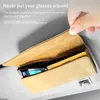 Car Sun Visor Sunglasses Case Clip Hanger Fastener Sunglasses Holder Suede PU Leather Card Ticket Storage Box Eyeglasses Holder 240119