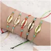 Chain New Arrival Handmade Weave Rope Charm Bracelet For Women Men Bohemia Natural Shell With Lucky Card Fashion Jewelry Dr Dhgarden Dhd4V