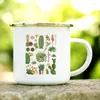 Mugs Tropical Plants Cactus Print Enamel Creative Coffee Tea Water Milk Cups Summer Camping Handle Drinkware Vacation Mug Gifts