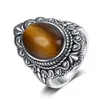 Cluster Rings Natural Tiger Eye 925 Sterling Silver Jewelry Ring For Women Gifts Vintage Fine Wedding Party Wholesale