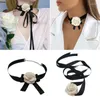 ヘッドピースCamellia Collar Necklace Vintage Bow-Knot Choker Tempemament Strap