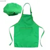 Aventais 1 conjunto de 2pcs chapéu e avental crianças chef wear kit tecido avental para assar pintura manual (para 3-6 anos de idade verde)