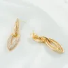 Hoop Earrings Hollow Oval Shiny Inlaid Zircon Pendant Elegant Luxury Party Plated In 18-karat Gold Stylish Ladies Exquisite Gift