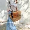 Shoulder Bags Fashion Straw Basket Designer Rope Woven Women Summer Beach Crossbody Bag Pu Leather Patchwork Large Tote bagH24217