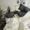 Bedding sets High Quality INS Style Solid Color Double Washed Cotton Bedding 4 Pieces Set Student Dormitory Bed Linen Duvet Set Bed Suit