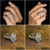 Anéis de casamento vintage oval corte 4ct laboratório diamante promessa anel 100% real 925 esterlina sier noivado anéis de banda de casamento para mulheres jóias dhjhp