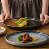 Plates Japanese Steak Plate Ceramic Western Flat Home Retro Dish Dessert Cake Restaurant El Tableware