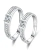 925 Sterling Silver Wedding Rings for Women Män lovar smycken par Älskare fingerringar zirkoniumgåva justerbar storlek wh5283645